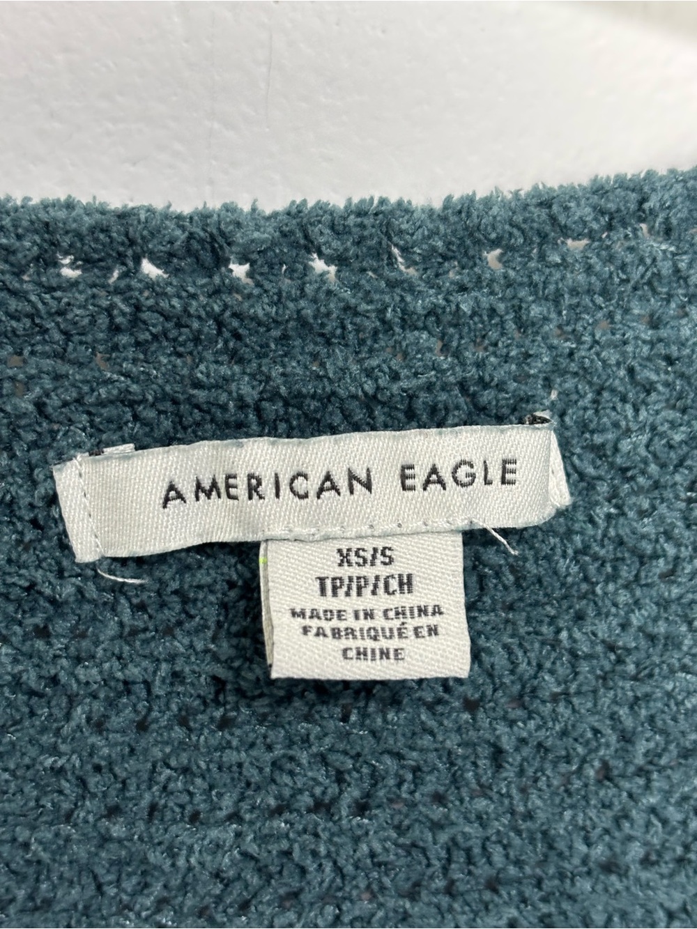 American Eagle Blue Teal Solid V-Neck Ribbed Knit Pullover Sweater Women's XS/S - Picture 4 of 8